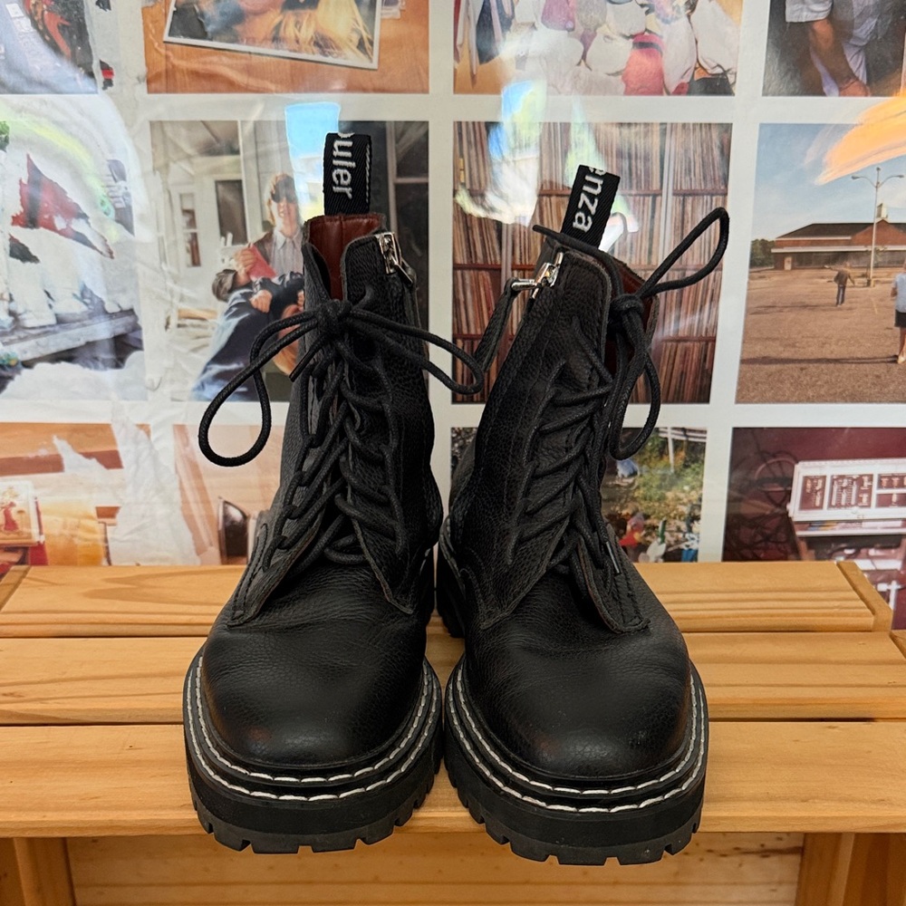 Proenza Schouler Black Lace-Up Platform Combat Boots